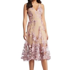 DRESS THE POPULATION Audrey lilac nude floral dress Size XL NWT